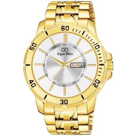 Buy Aqua Bliss Gold Stainless Steel Silver Dial Day Date Analog