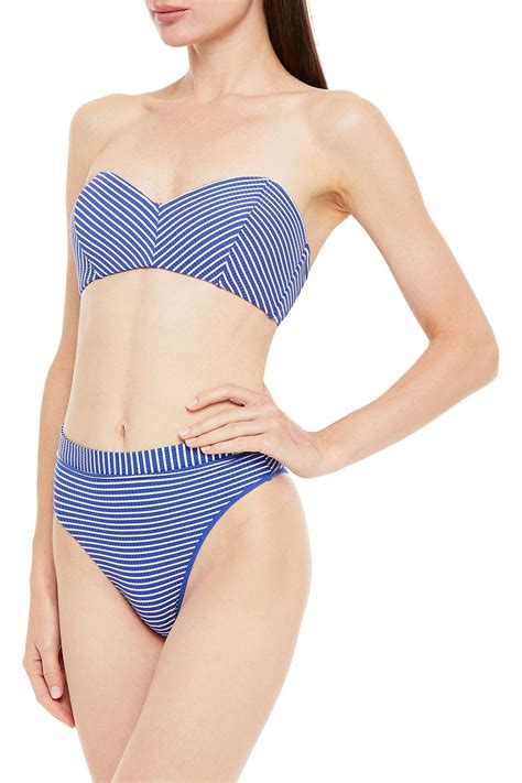 Seafolly Go Overboard Striped Ribbed Bandeau Bikini Top The Outnet