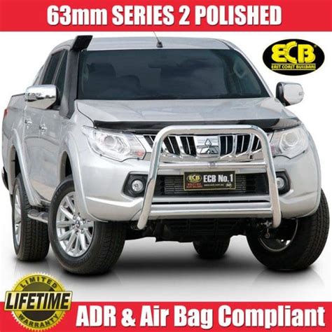 Shop ECB 63mm Series 2 Polished Nudge Bar To Suit Mitsubishi Triton MQ