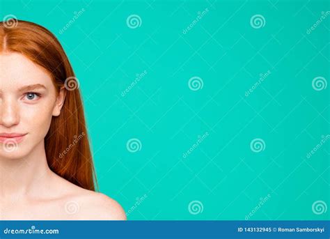Wellness Concept Half Face Portrait Of Nude Natural Red Girl S Stock Image Image Of Beauty