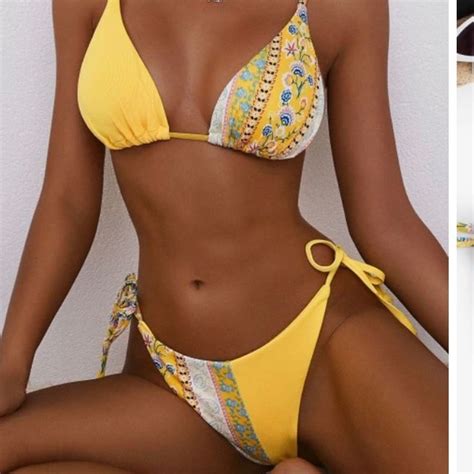 Zaful Swim Nwt Ribbed Bohemian String Bikini Poshmark