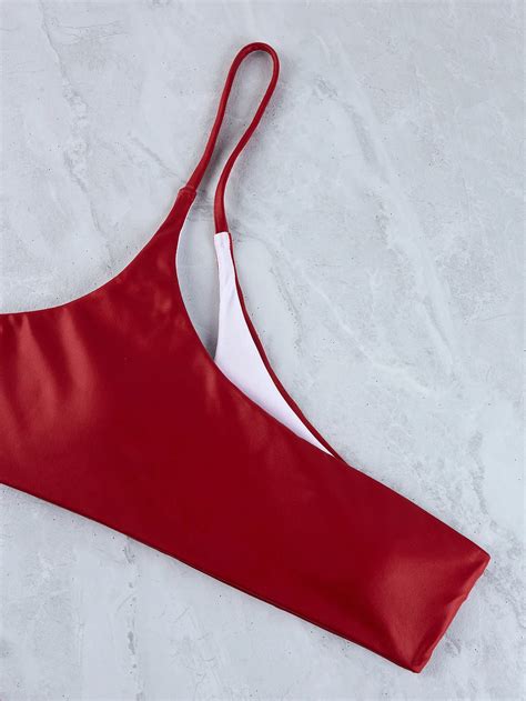 Sexy Micro Bikini Woman Swimsuit Red One Shoulder Swimwear Women Thong Bikinis Set Female