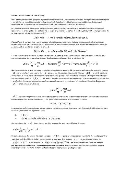 Finanziaria Lezione Appunti Regime Dellinteresse Anticipato