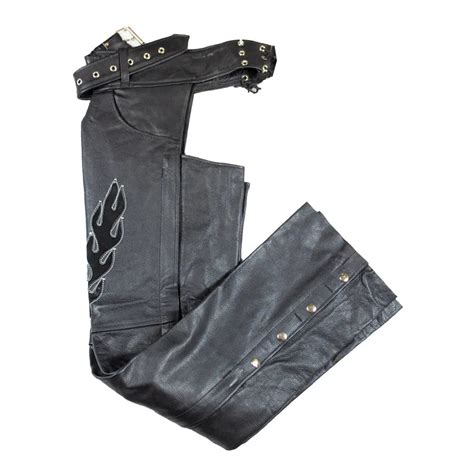 Open Road Womens Flame Inlay Premium Leather Chaps Boutique Of