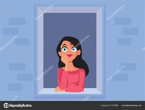 Sad Woman Sitting Window Vector Illustration Stock Vector Image By ©nicoletaionescu 511518990