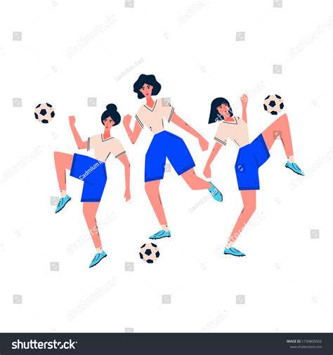 Set Three Cute Soccer Girl Drawing Stock Vector (Royalty Free ...