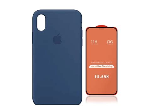 Ripley Case Silicona Iphone Xr Azul Mica De Vidrio Completo