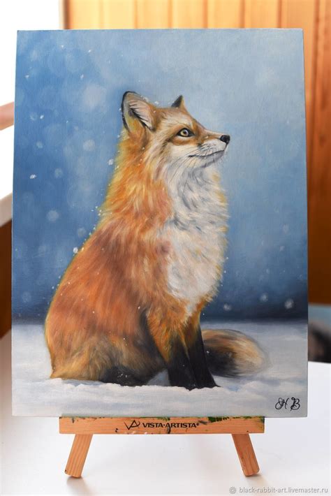 Картина маслом Лиса в снегу в интернет-магазине Ярмарка Мастеров по ...