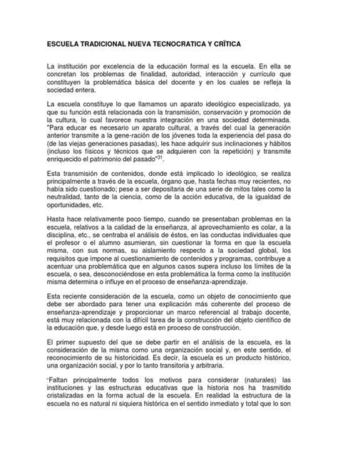 Escuela Tradicional Nueva Tecnocratica y Crïtica | PDF | Tecnologia ... 
