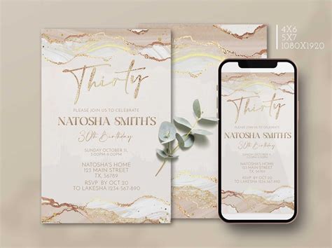 Th Birthday Invitation Nude And Gold Party Birthday Evite Etsy