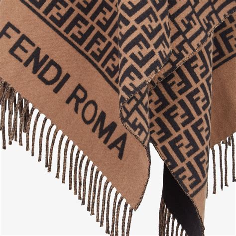 Poncho Wool Brown Fendi