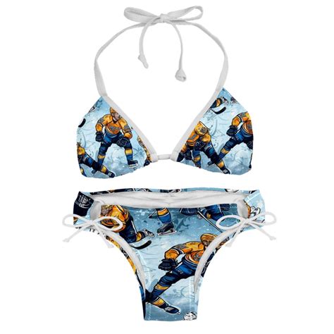 Ice Hockey Swimsuit Bikini Set With Detachable Sponge And Adjustable Strap Two Pack For Beach