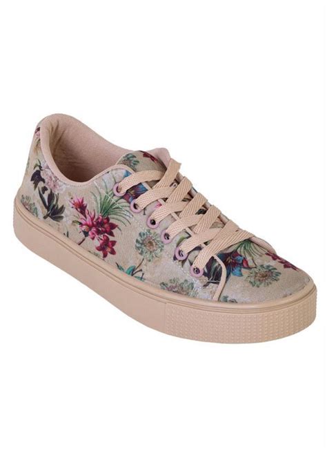 Tênis Nude em Tecido Estampado Queima de Estoque