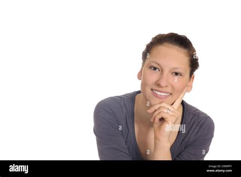 Beautiful Brunette Woman Laughing Stock Photo Alamy