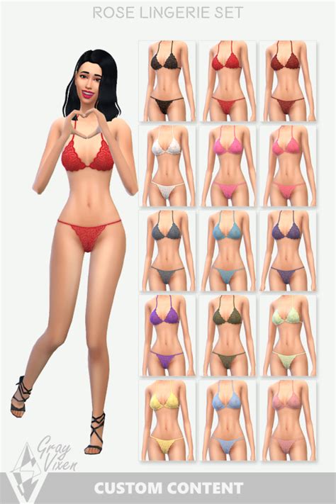 Rose Lingerie Set Maxis Match Pieces Swatches Base Game Compatible Public Access On