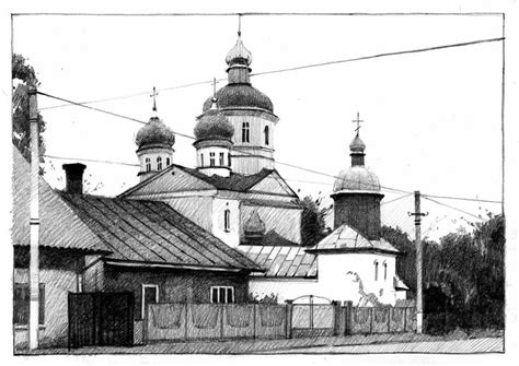 Пейзаж с церковью - картина на Мольберт