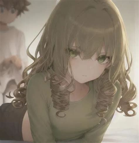 Girl With Dirty Blonde Hair And Green Eyes In Sage G