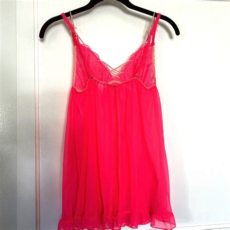 Victorias Secret Lingerie S Neon Pink Babydoll Dress Gem