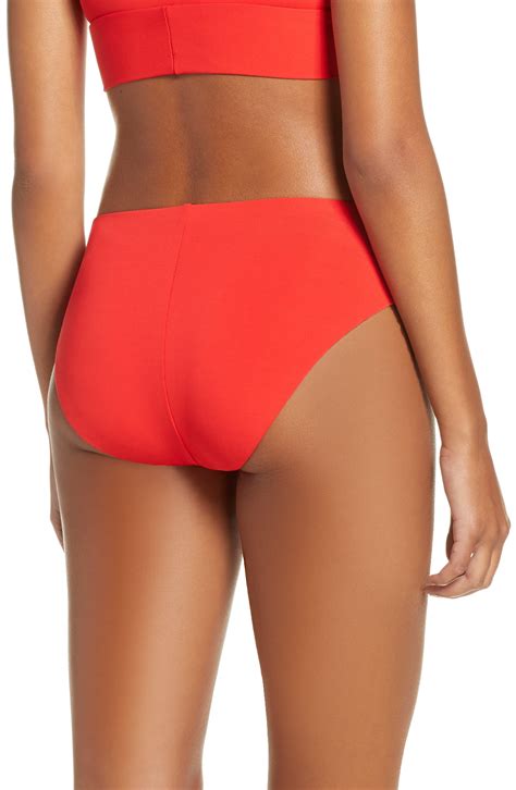 Robin Piccone Ava High Waist Bikini Bottoms In Red Save 20 Lyst