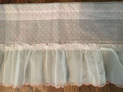 Vintage Sheer White Pink Swiss Polka Dot Kitchen Curtains Valence Usa