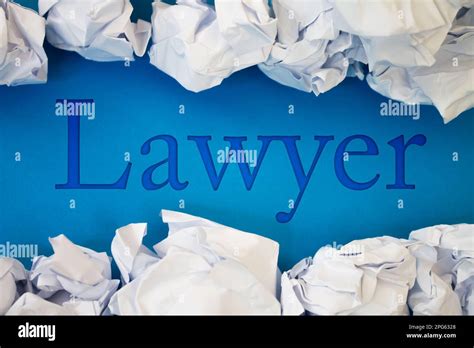 Lawyer Text With Torn Crumpled White Paper On Colored Background Stock