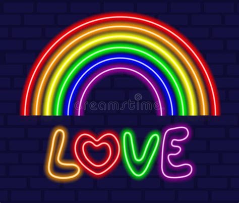 Neon Glowing Rainbow Lgbt Tolerance Happy Gay Pride Month Lgbt Community Vector Illustration