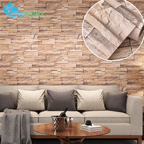 5M Modern Vinyl Self Adhesive Wallpaper PVC Waterproof Stone Wallpapers