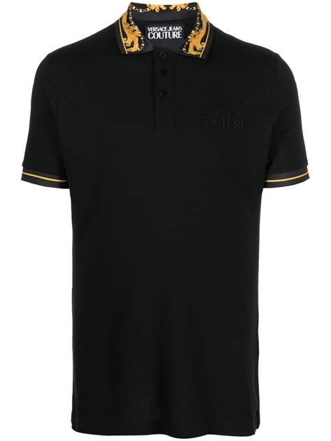 Versace Jeans Couture Playera Tipo Polo Con Estampado Barocco Negro