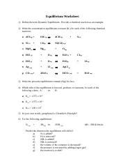 Equilibrium Worksheet Doc Equilibrium Worksheet Define The Term