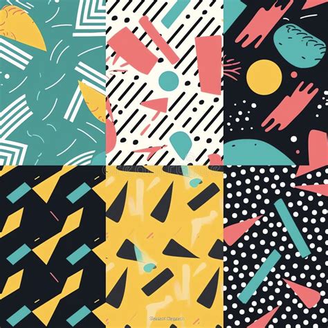 Memphis Style Abstract Retro Pattern 80s 90s Stock Illustration