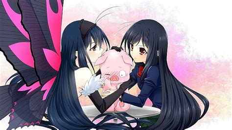 アニメ アニメの女の子 ブルネット 長い髪 赤い目 笑顔 よそ見 Accel World 黒雪姫 HDデスクトップの壁紙