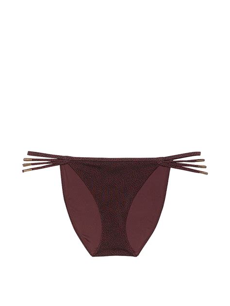 Buy VS Archives Strappy Hardware String Bikini Bottom Burgundy Dots