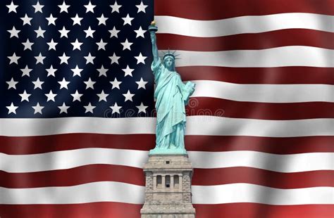 Unites States Flag Statue Of Liberty Stock Image Image Of White