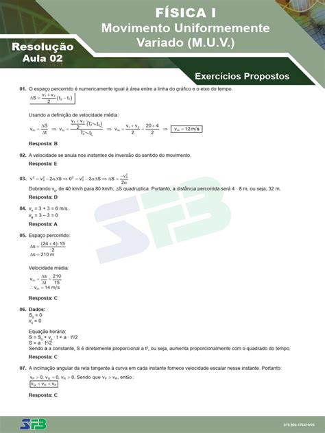 Exercicios De Movimento Uniformemente Variado - Exercícios de Movimento Uniformemente Variado | PDF | Velocidade ...