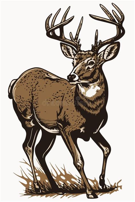 Stag Buck Elk Deer Head Antlers Majestic Retro Portrait Isolated Vector