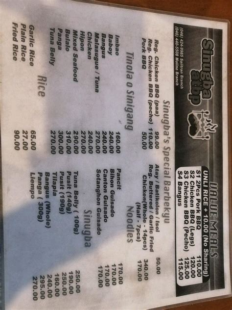 Menu At TAYDYS INIHAW BACOOR MOLINO Restaurant Bacoor