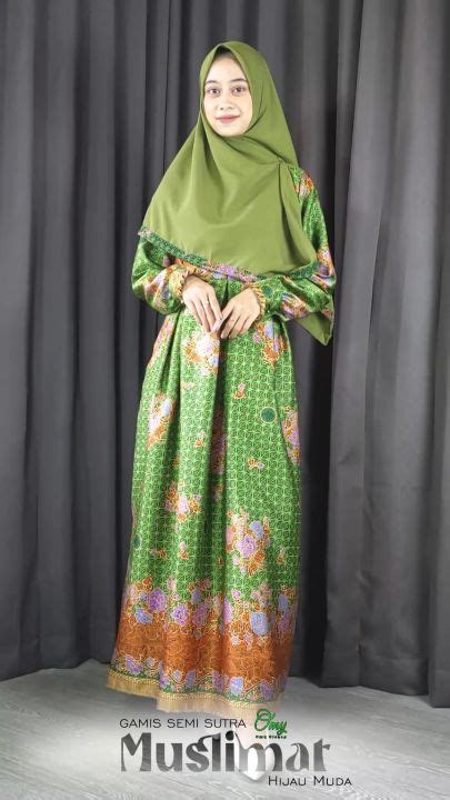 Warna Terbaru Gamis Muslimat Nu Semi Sutra Hijau Muda Glosy