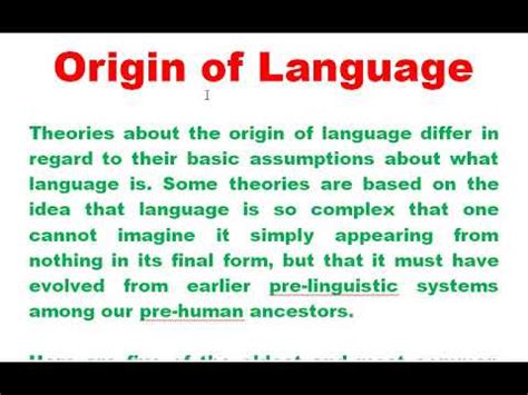 Origin Of Language Linguistics Youtube