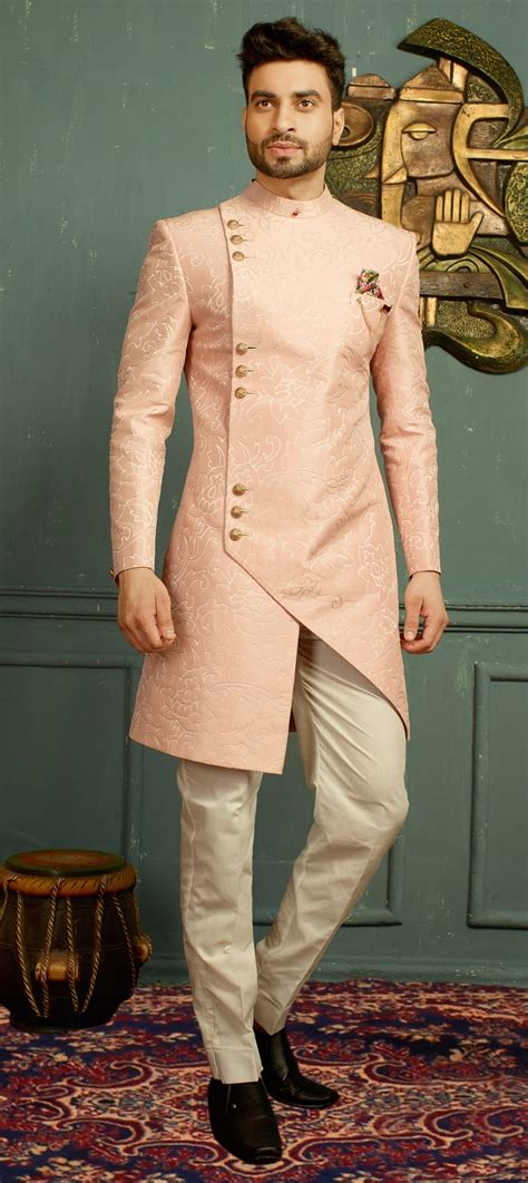 Nawabi Indo Western Sherwani Online Buy Grey Designer