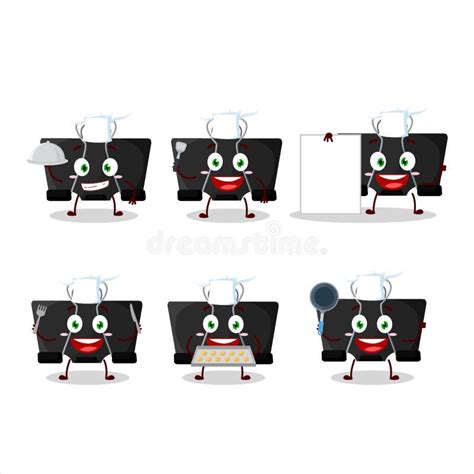 Cartoon Character Of Binder Clip With Various Chef Emoticons Stock