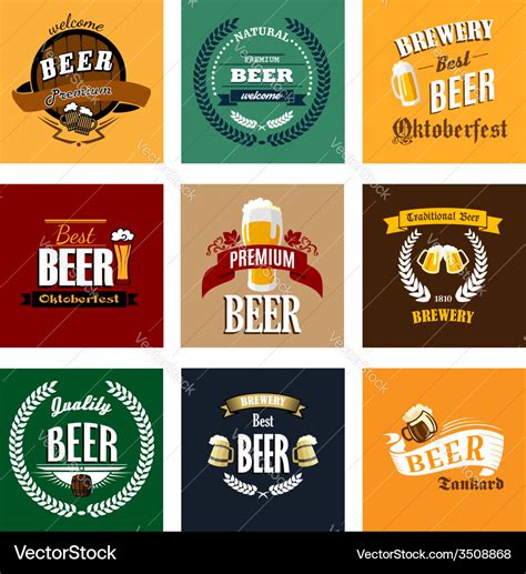 Vintage Beer Labels And Emblems Collection Vector Image