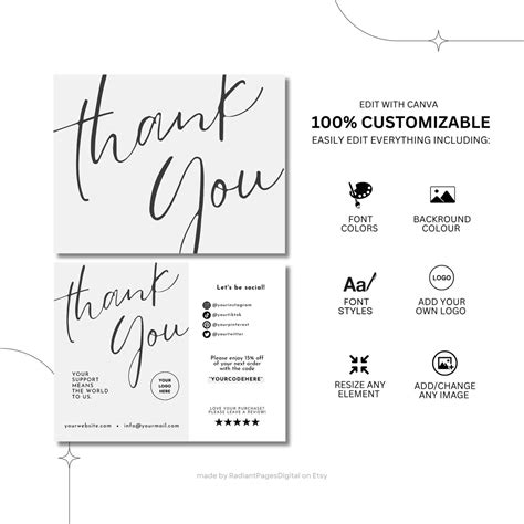 Business Thank You Card Template Fully Customizable Front And Back Canva Small Business Card