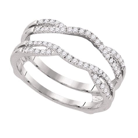 14kt White Gold Womens Round Diamond Wrap Ring Guard Enhancer Wedding