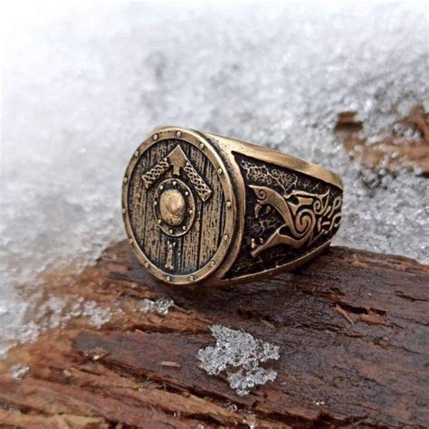 Tyr rune shield ring from bronze Tiwaz rune Viking jewelry – WikkedKnot ...