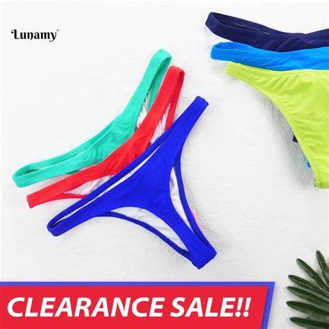 Review Cheap Thong Swimwear G String Sexy Bikini Bottoms Colourful Lunamy Brazilian Girl T