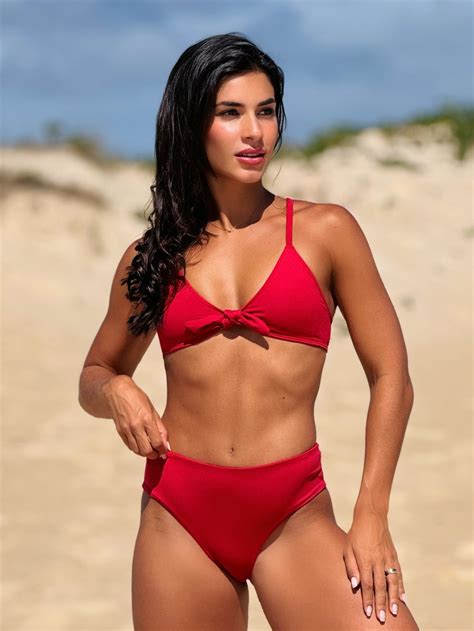 Biqu Ni Cintura Alta Hot Pant Vermelho Grepe Beachwear