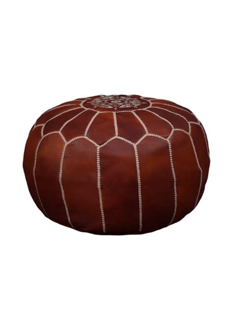 Handmade Leather Pouf-Dark Brown | Albon Marketplace