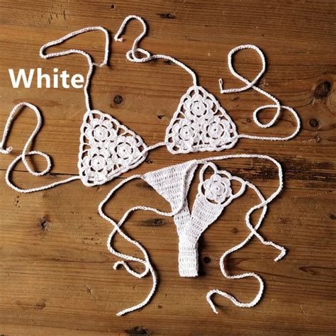 Crochet Mini Bikini Sunbathing Beach Micro Swimwear Cotton Sexy Lingerie Set Ebay