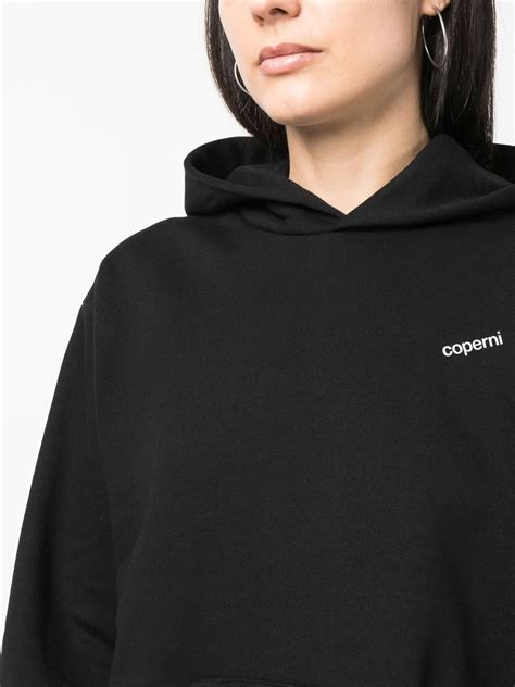 Coperni Logo Print Cotton Hoodie Black Farfetch Uk