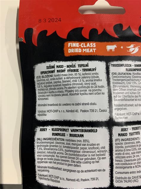 Beef Jerky Chilli Lime Hot Chip Kalorie Kj A Nutri N Hodnoty Kalorick Tabulky Cz